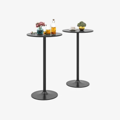 The Range Set of 2 Adjustable Round Bistro Table - Black
