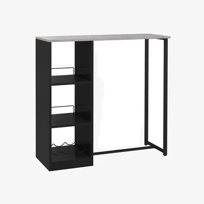 The Range HOMCOM Breakfast Bar Table with 3-Tier Storage Shelf and Wine Rack - Black