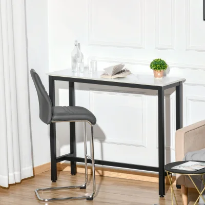 The Range Bar Table with Adjustable Footpads - White and black