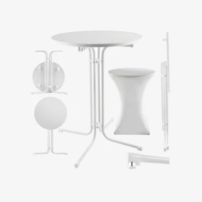 The Range Eren Folding Bar Table With Table Cover - White