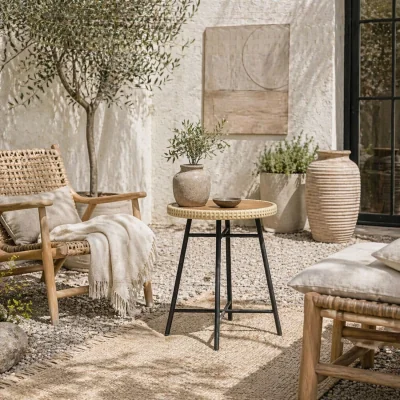 The Range Mana Natural Rattan Outdoor Garden Bistro Table
