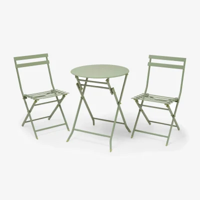 The Range Folding Garden Bistro Table and Chairs Set for 2 - Sage Green