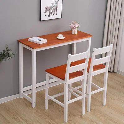 The Range Wooden Bar Table Set with 2 Stools - White and Honey