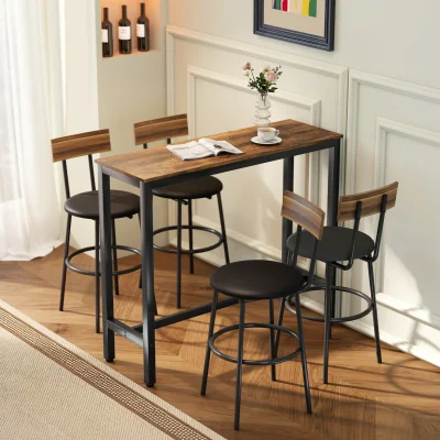 The Range HOMCOM Wood Effect Bar Table for Small Space 835-491V00RB - Rustic Brown