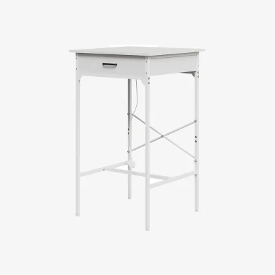 The Range Bar Table with Built-In Charging Station - White / White