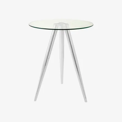 The Range Barton Round Glass Bar Table with Chrome Legs