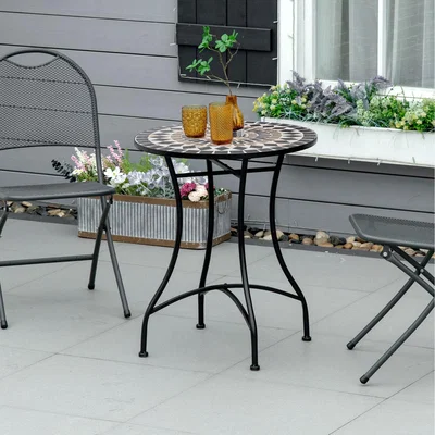 The Range Outsunny 60cm Mosaic Round Bistro Table - Black
