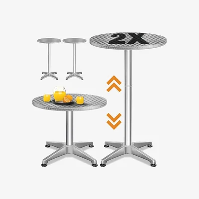 The Range Bar Table Set Adjustable Bistro Set of 2 - Silver