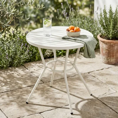 The Range Round Plastic and Metal Garden Bistro Table - White