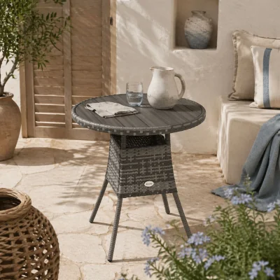 The Range Reso Grey Rattan Outdoor Square Bistro Table
