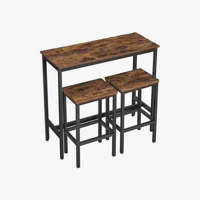 The Range Bar Table with 2 Stools Dining Bar Set - Bronze