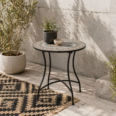 The Range Nafiro Green Round Mosaic Outdoor Bistro Table
