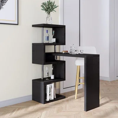 The Range L Shape Corner Table with Storage Display - Black
