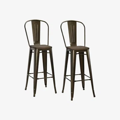 The Range Luxor Distressed 30" Metal Bar Stool Set of 2 Bronze - Antique Bronze