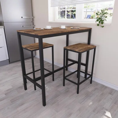 The Range Roslyn 2 Seater Bar Table Set - Dark Wood
