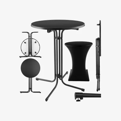 The Range Eren Folding Bar Table With Table Cover - Black