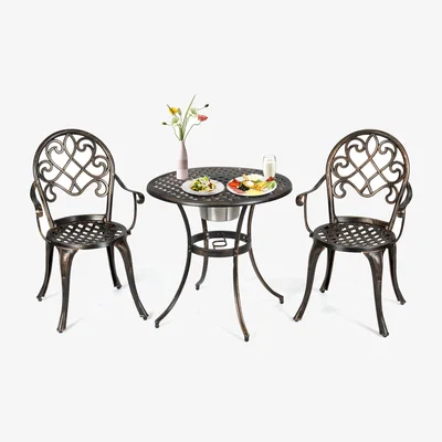 The Range Costway 3pcs Bistro Table Set-Antique Bronze - Antique Bronze