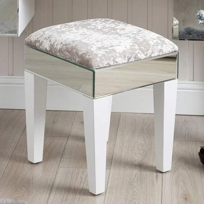 The Range Harlow White Mirror Dressing Table Stool - White