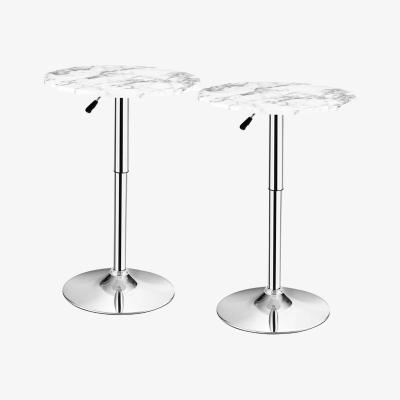 The Range Set of 2 Round Cocktail Table Counter Height Table - White