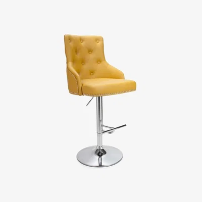 Teddy Beau Shankar Rocco Leather Effect Yellow Bar Stool