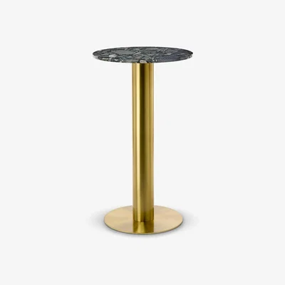 Tom Dixon Tom Dixon - Tube High Table Brass Pebble Marble Top 600mm