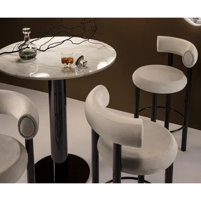 Tom Dixon Tom Dixon - Tube High Table White Marble Top 900mm