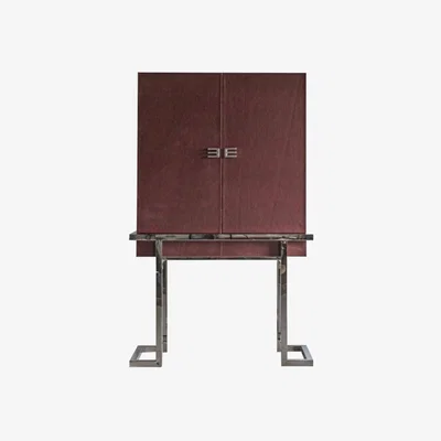 Knees Valor Leather Drinks Cabinet - Red