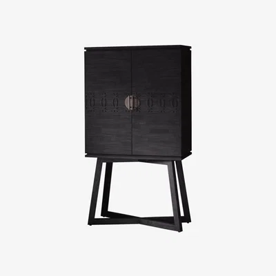 Knees Boho Mango Wood Drinks Cabinet - Black