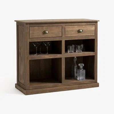 La Redoute Lunja Solid Pine 2--Drawer Bar Cabinet