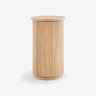 La Redoute Genna Oak Veneer Bar Cabinet with 1 Fluted Door