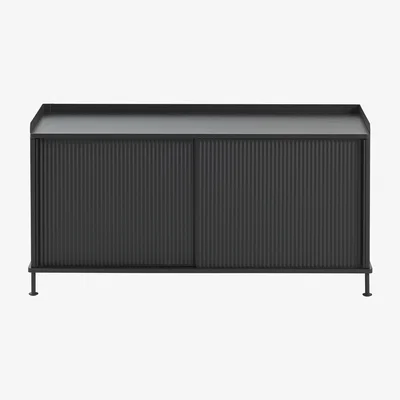 Made in Design Enfold Low cabinet - / Acier & chêne naturel by Muuto Black