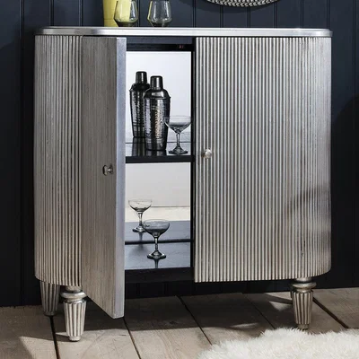 Olivia's Gallery Interiors Hudson Living Jeeves Drinks Cabinet in Silver