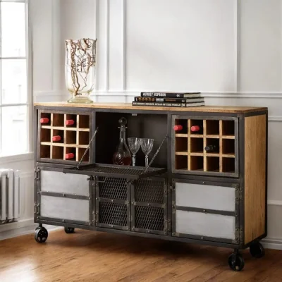 OAT Home Meath Metal & Wood Display Bar Cabinet