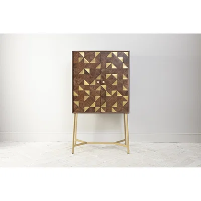 Perch and Parrow Harvey Acacia and Brass Drinks Cabinet