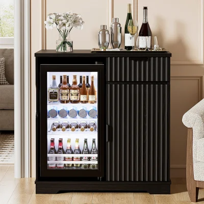 The Range Mini Fridge Cabinet (Fridge Included),  Coffee Bar Cabinet  - Black