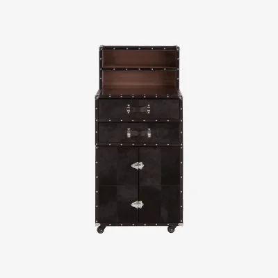 The Range Kensington Townhouse Hair On Leather Drinks Cabinet - Black