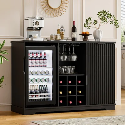The Range Wine Bar Cabinet with Fridge (Fridge Included) - Black