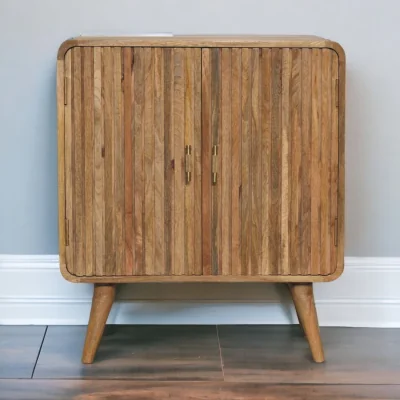 The Range Solid Wood T-bar Ridged Cabinet - Brown