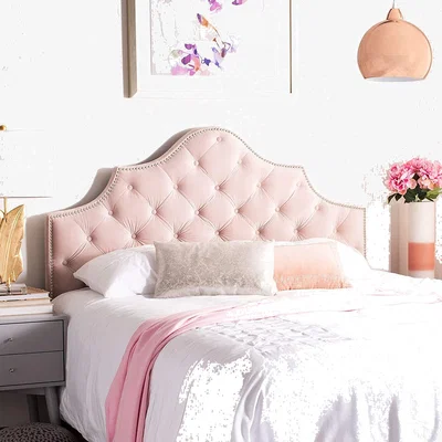 The Range Gemia Plush 26 inch Strutted Headboard - Pink / Small Double