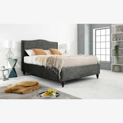 The Range Venezia Marble 4 Inch Solid Thick Bed Frame With Curved Headboard - Steel / Small Double
