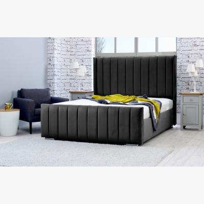 The Range Caira Plush 4 Inch Solid Thick Bed Frame With Winged Headboard - Black / Small Double