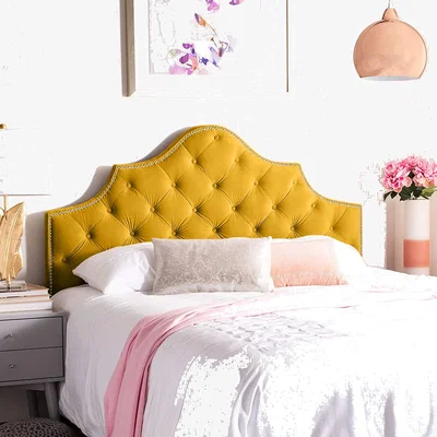 The Range Gemia Plush 26 inch Strutted Headboard - Mustard / Small Double
