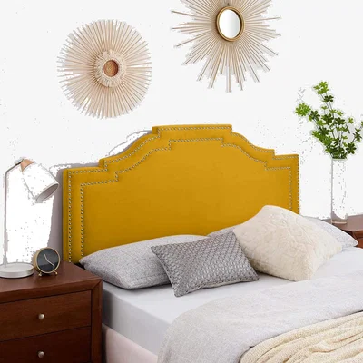 The Range Enrico Plush 26 inch Strutted Headboard - Mustard / Small Double