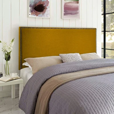 The Range Dime Plush 26 inch Strutted Headboard - Mustard / Small Double