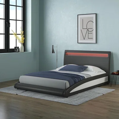 The Range Neptune Faux Leather LED Headboard Bed Frame - Black / Small Double / 39kg