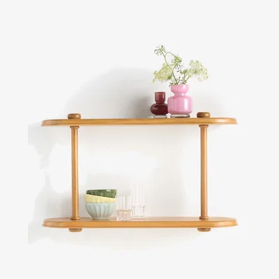 Anthropologie Landon Two-Tier Oak Wood Shelving Unit