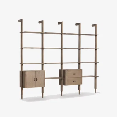 Barker and Stonehouse Lohani Bookshelf 246.5x35x240cm, Brown Oak | Barker & Stonehouse