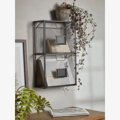 Cox and Cox Industrial Wall Hanging Magazine Rack