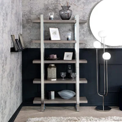 Chiltern Oak Furniture Milan Chrome & Oak Large Bookcase
