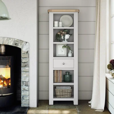 Dunelm Salcombe Slim Bookcase Stone (Grey)
